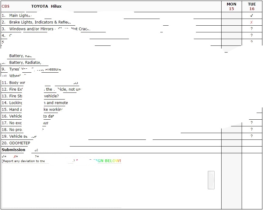 Sample Inspection Register